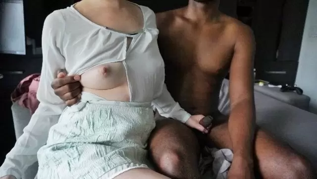 A black man has sex with a Korean teacher with a large buttocks